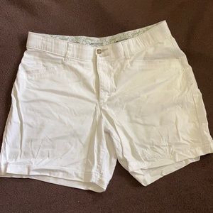 White jean type shorts